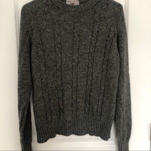 Vintage Brass Eagle Cable Knit Wool Sweater